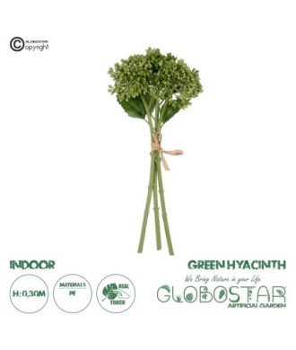GloboStar® Artificial Garden GREEN HYACINTH BOUQUET 21354 Τεχνητό Διακοσμητικό Μπουκέτο Πράσινος Υάκυνθος Y30cm